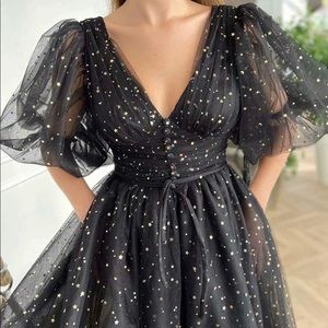 Black Sparkly Tulle Dress *Dupe* for Teuta Matoshi Starry Night NWOT